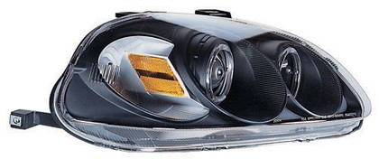 In Pro Car Wear Head Lamps, Projector W/ Rings - Black Housing / Clear Projector