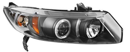 In Pro Car Wear Head Lamps Projector with Rings - Black