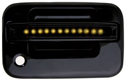 In Pro Car Wear LED Door Handle, Front, Black (2ps/set) - Amber LED/Smoke Lens - Both Sides Key Hole