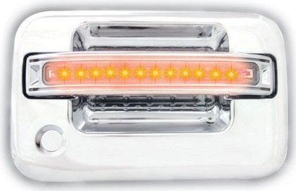 In Pro Car Wear LED Door Handle, Front, Chrome (2ps/set) - Amber LED/Clear Lens - Both Sides Key Hole