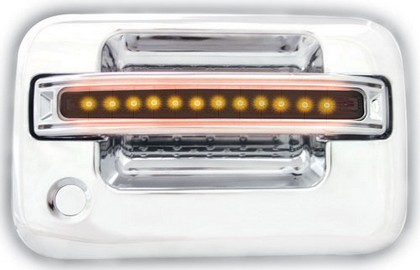 In Pro Car Wear LED Door Handle, Front, Chrome (2ps/set) - Amber LED/Smoke Lens - Both Sides Key Hole