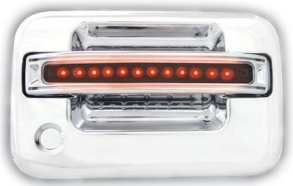 In Pro Car Wear LED Door Handle, Front, Chrome (2ps/set) - Red LED/Smoke Lens - Both Sides Key Hole