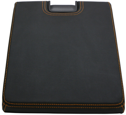 In Pro Car Wear Console Lid - Front Center, Black with Gold Stitching