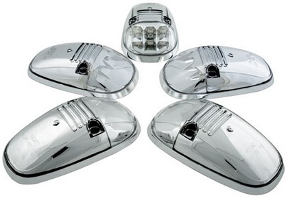 In Pro Car Wear Cab Roof Lights, LED - Crystal Clear - W/Chrome Base(5ps)