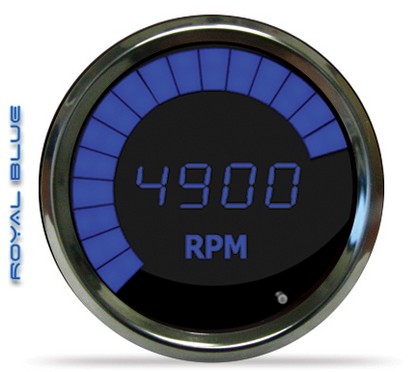 Intellitronix LED Digital/Bargraph Memory Tachometer - Chrome - Blue