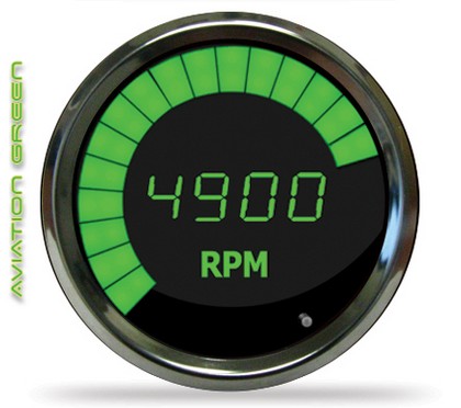 Intellitronix LED Digital/Bargraph Memory Tachometer - Chrome - Green