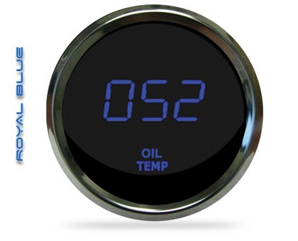 Intellitronix LED Digital Oil Temperature Gauge - Chrome -  Blue