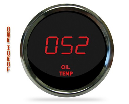 Intellitronix LED Digital Oil Temperature Gauge - Chrome - Red