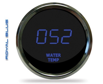 Intellitronix LED Digital Water Temperature Gauge - Chrome - Blue