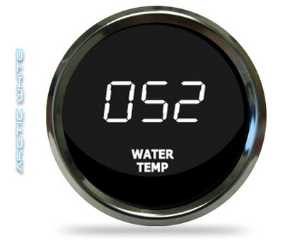 Intellitronix LED Digital Water Temperature Gauge - Chrome - White