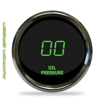 Intellitronix LED Digital Oil Pressure Gauge - Chrome - Green