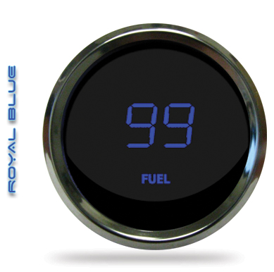 Intellitronix LED Digital Fuel Gauge - Chrome - Blue