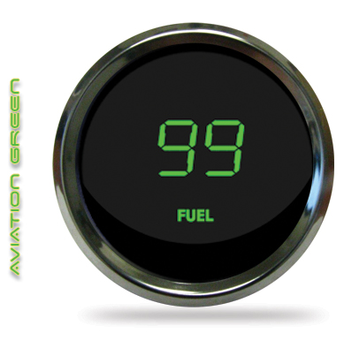 Intellitronix LED Digital Fuel Gauge - Chrome - Green