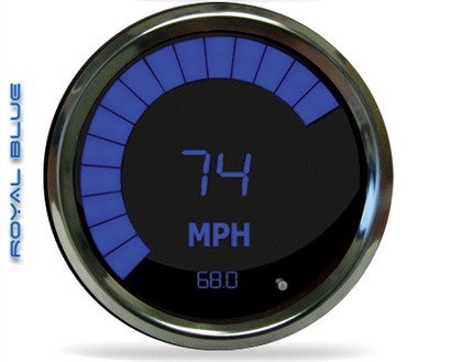 Intellitronix LED Digital/Bargraph Memory Speedometer - Chrome - Blue