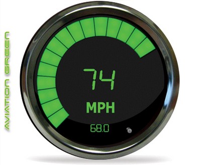 Intellitronix LED Digital/Bargraph Memory Speedometer - Chrome - Green