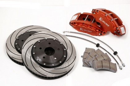KSport Rear Brake Kit - ProComp 4 Piston - 12 Inch, Orange, Aluminum Calipers