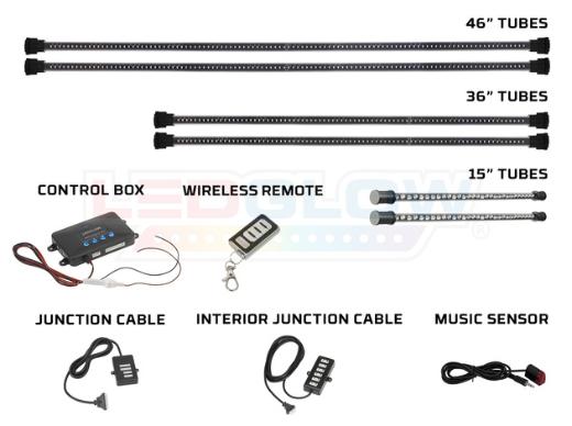 LEDGlow Million Color Wireless Underbody Kit - 4-Piece Underbody and 2-Piece Interior