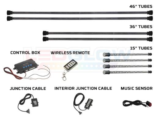 LEDGlow Million Color Wireless Underbody Kit - 4-Piece Underbody and 4-Piece Interior