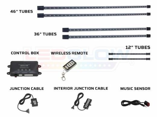 LEDGlow Wireless Remote LED Underbody Kit - 4-Piece Underbody and 2-Piece Interior (Green)