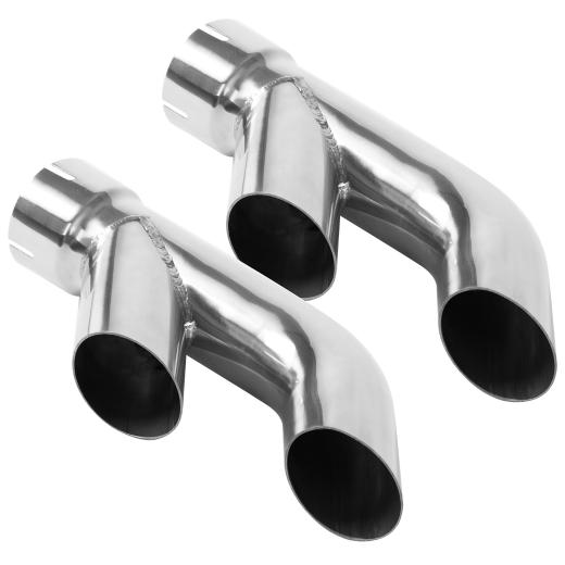 Magnaflow 15° Slant Cut Dual Turndown Tips - Single Wall - Clamp On - Rolled Edge - Round (2.25