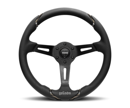 MOMO Gotham Steering Wheel (Black Leather, Black Spoke)