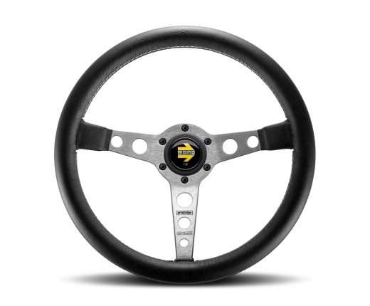 MOMO Prototipo Steering Wheel (Black Leather, Silver Spoke)