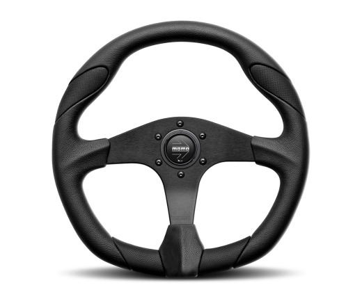 MOMO Quark Steering Wheel (Black Urethane, Black Leather Insert)
