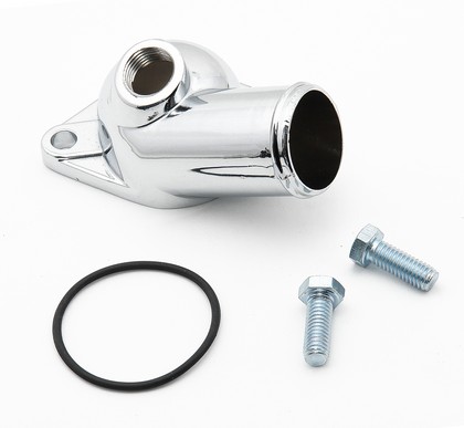 Mr.Gasket® Thermostat Housing With Bolts and O-Ring - Chrome (0.5 Inches Vacuum Switch Hole)