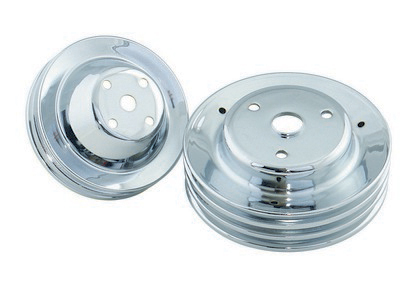 Mr.Gasket® Water Pump Pulley - Chrome Plated  (Double Upper, Triple Lower)