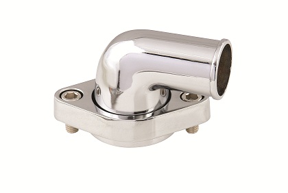 Mr.Gasket® Thermostat Housing - Chromed Aluminum (90 Degrees, Swivel)