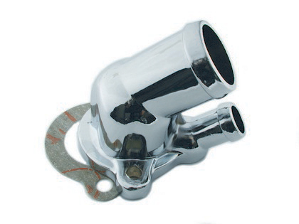 Mr.Gasket® Thermostat Housing - Chrome With Mounting Gasket (Requires J-Shaped Water Pump Hose)