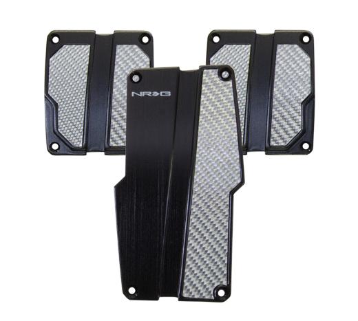 NRG Innovations MT Brushed Aluminum Sport Pedals (Black w/ Silver Carbon)