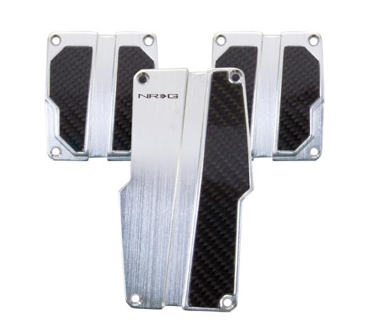 NRG Innovations MT Brushed Aluminum Sport Pedals (Silver w/ Black Carbon)