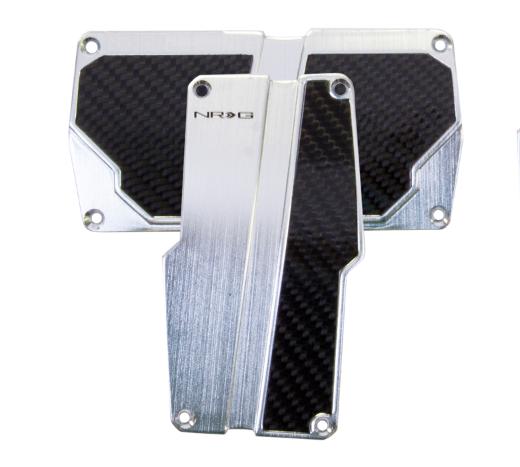 NRG Innovations AT Brushed Aluminum Sport Pedals (Silver w/ Black Carbon)