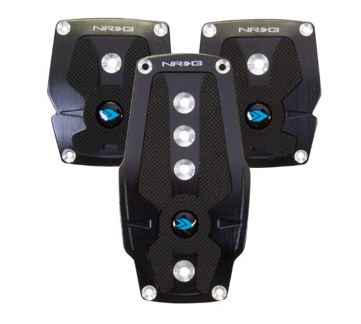 NRG Sport Pedal Kit - Brushed Black Aliminum, Black Rubber Inserts Mt