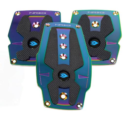 NRG Sport Pedal Kit - Neochrome Aliminum, Black Rubber Inserts Mt