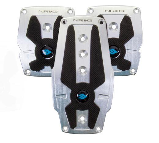 NRG Sport Pedal Kit - Black Rubber, Brushed Silver Aliminum