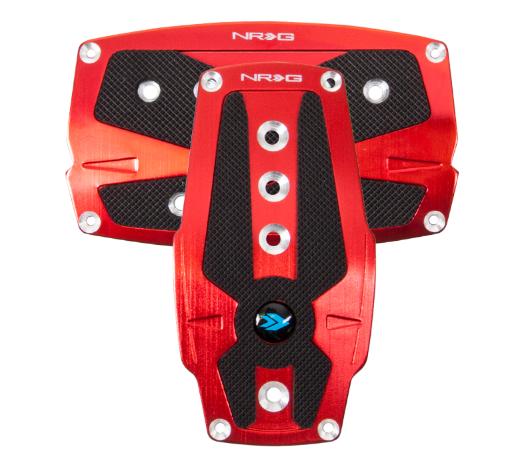 NRG Sport Pedal Kit - Brushed Red Aliminum , Black Rubber Inserts At