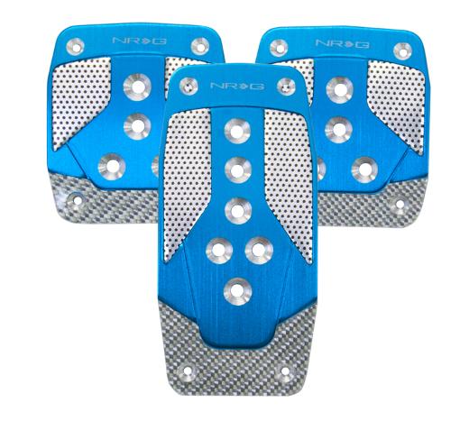 NRG Innovations MT Aluminum Sport Pedals (Blue w/ Silver Carbon)