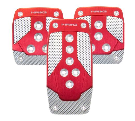 NRG Innovations MT Aluminum Sport Pedals (Red w/ Silver Carbon)