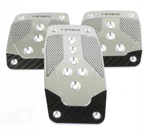 NRG Innovations MT Aluminum Sport Pedals (Silver w/ Black Carbon)