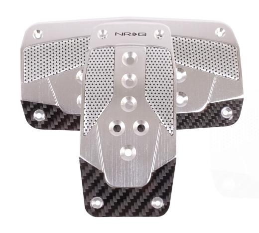 NRG Innovations AT Aluminum Sport Pedals (Silver w/ Black Carbon)