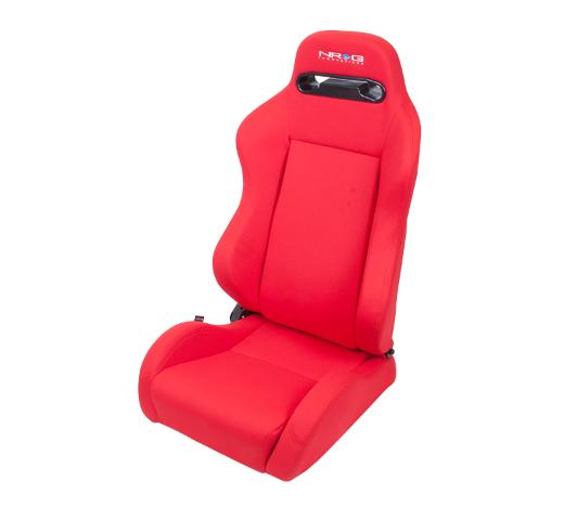 NRG Type R Style Seats - Red Cloth with Red Stitching and NRG Logo