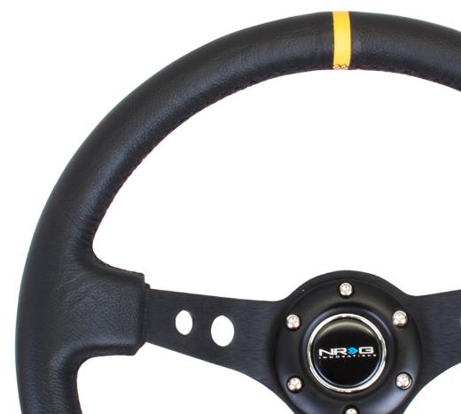 NRG Deep Dish Steering Wheel - Black Spoke