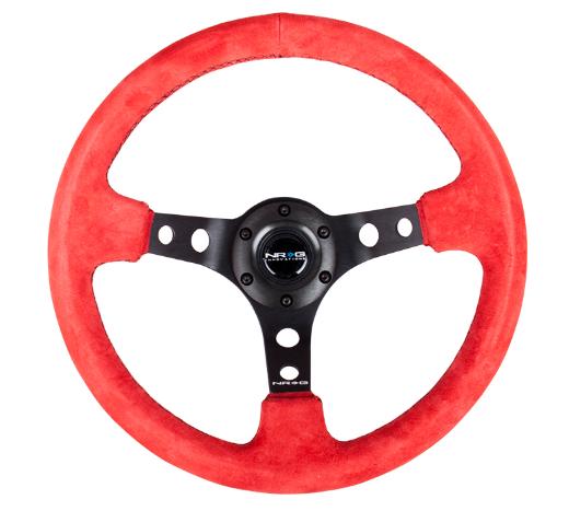 NRG Deep Dish Steering Wheel - Red Suede