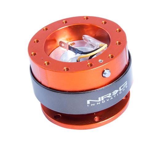 NRG Innovations Gen 2.0 Steering Wheel Quick Release Kit (Orange Body/Titanium Chrome Ring)