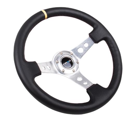 NRG Innovations 350mm Sport Steering Wheel, 3-inch Deep, Leather