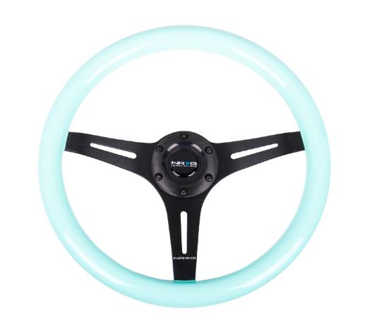 NRG Classic Wood Grain Steering Wheel - 350Mm, 3 Black Spokes, Minty Fresh Color