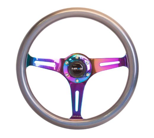 NRG Steering Wheel - Smooth Classic Chameleon Wood Grain, NeoChrome Finish