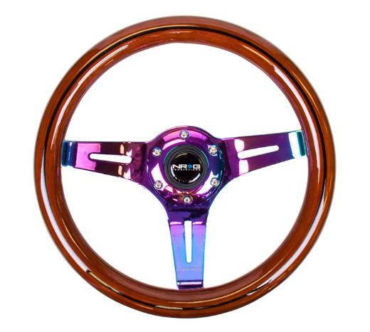 NRG Classic Dark Wood Grain Steering Wheel - Black Line Inlay, 310Mm, 3 Spoke Center In Neochrome